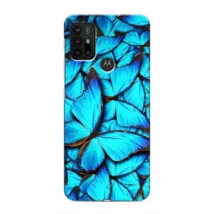 Чехол с принтом для Мото G30 - (Прикольные) (AlphaPrint) (Синие бабочки)