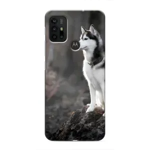 Чехол с Хаски для Motorola G30 - (AlphaPrint) (Верный пес)