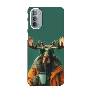 Чехол с принтом «Лось с кофе» для Motorola MOTO G31