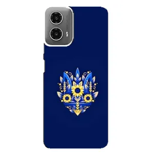 Чохли для Motorola MOTO G34 Укр. Символіка (AlphaPrint) (Квітковий Герб)