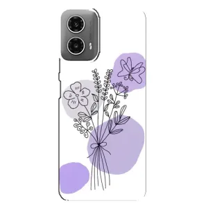 Силиконовый чехол с принтом в цветах на Motorola MOTO G34 (Букет фиолетовая абстракция)