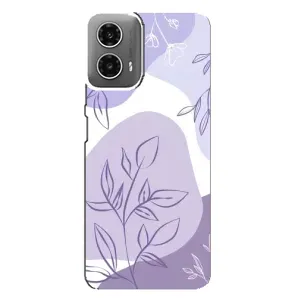 Силиконовый чехол с принтом в цветах на Motorola MOTO G34 (Фиолетовые листья абстракция)