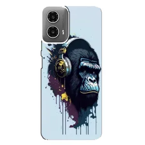 Чехол с Обезьянами Motorola MOTO G34 - (AlphaPrint) (Горилла в наушниках)
