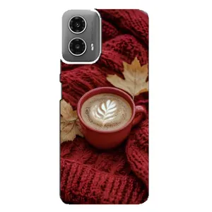 Чехол с уникальным дизайном «Осень с кофе» для Motorola MOTO G34 (Кофе на пледе)