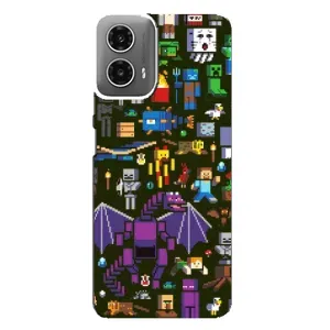 Чохол Майнкрафт на Motorola MOTO G34 (AlphaPrint) Minecraft (Колаж Майнкрафт)