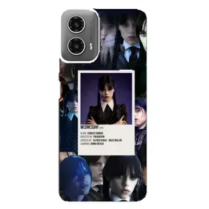Чехлы Венсдей на Motorola MOTO G34 Уэнсдей (AlphaPrint) (коллаж Уэнздей)