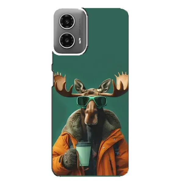 Чохол з принтом «Лось з кавою» для Motorola MOTO G34 Чохол з принтом «Лось з кавою» для Motorola MOTO G34