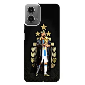 Чехлы для Motorola MOTO G34 (Leo чемпион) (AlphaPrint) (Месси Король)
