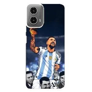 Чехлы для Motorola MOTO G34 (Leo чемпион) (AlphaPrint) (Месси с кубком)