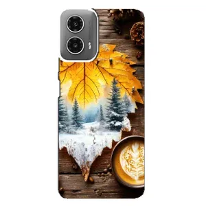 Чехол с уникальным дизайном «Осень с кофе» для Motorola MOTO G34 (Осенне-зимний кофе)