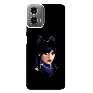Чехлы Венсдей на Motorola MOTO G34 Уэнсдей (AlphaPrint) (серьезная Уэнздей)