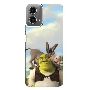 Чехол с мультфильмом Шрек на Motorola MOTO G34 (Шрек и Осел)