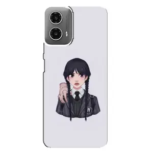 Чехлы Венсдей на Motorola MOTO G34 Уэнсдей (AlphaPrint) (Уэнздей и Вещь)