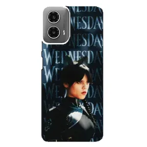 Чехлы Венсдей на Motorola MOTO G34 Уэнсдей (AlphaPrint) (Уэнздей кошка)