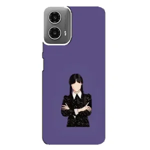 Чехлы Венсдей на Motorola MOTO G34 Уэнсдей (AlphaPrint) (Уэнздей в черном)