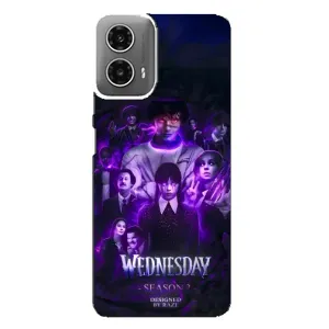 Чехол с дизайном Венздей 2 на Motorola MOTO G34 (Фиолетовая магия Уэнздей)
