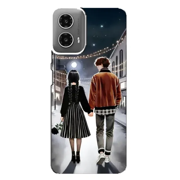 Чехол с принтом «Уэнздей и Тайлер» для Motorola MOTO G34