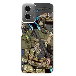 Чехлы с картинкой ЗСУ для Motorola MOTO G34 (AlphaPrint) (Воїн ЗСУ)
