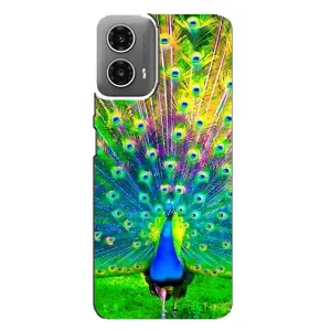Чехол с птицами на Motorola MOTO G34 (VPrint) (Яркий Павлин)