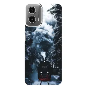 Новогодние, Праздничные Чехлы для Motorola MOTO G34 - 2024 год (Зимний поезд)