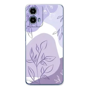 Силконовий чохол з принтом в квітах на Motorola Moto G35 (Фіолетове листя абстракція)