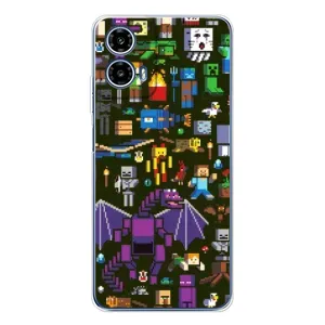 Чехол Майнкрафт на Motorola Moto G35 (AlphaPrint) Minecraft (Коллаж Майнкрафт)