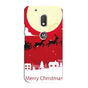 Рождественские Чехлы для Motorola MOTO G4 Play (VPrint) (Санта с оленями)
