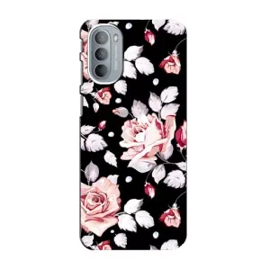 Чехлы с Цветами для Motorola MOTO G41 (VPrint) (Цветочки на черном)