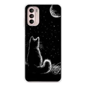 Чохол з принтом для Motorola MOTO G52 (AlphaPrint) Модні коти (Котик і місяць)