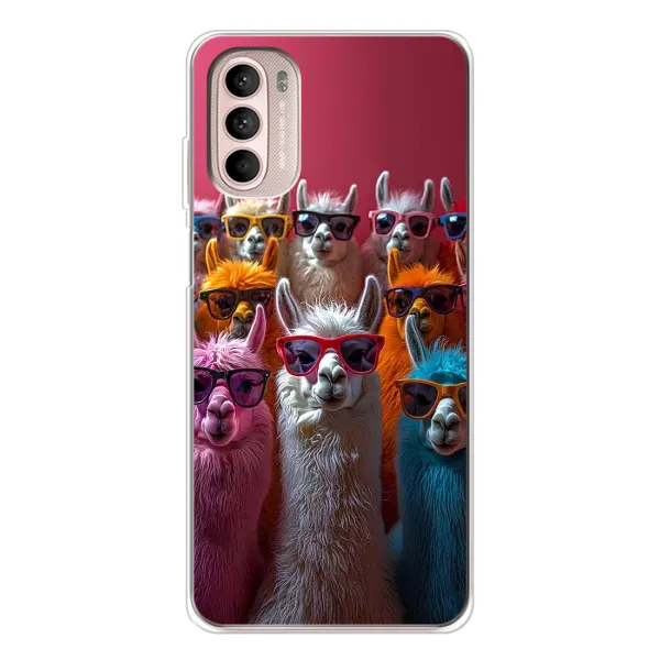 Чехол с принтом «Ламы в очках» для Motorola MOTO G52