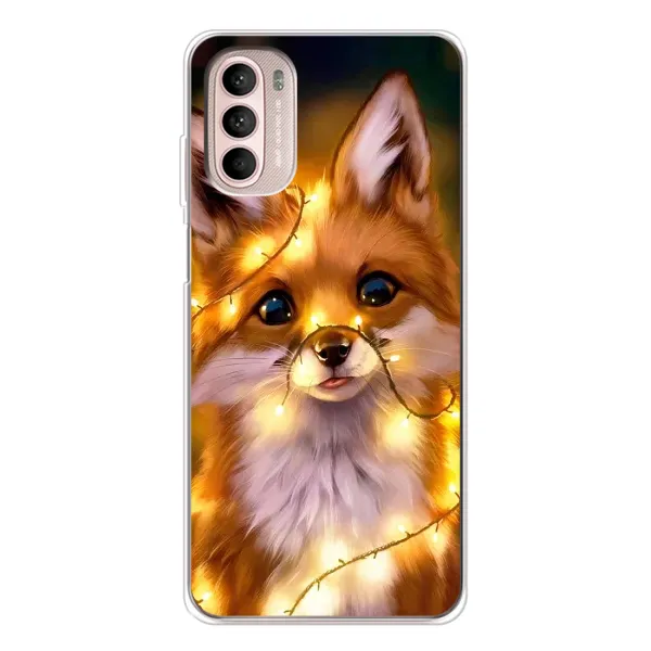 Чехол с принтом «Лисичка в гирляндах» для Motorola MOTO G52