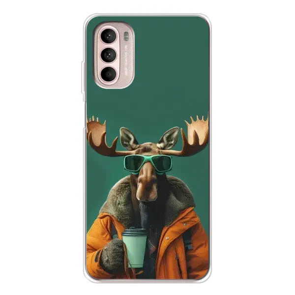 Чехол с принтом «Лось с кофе» для Motorola MOTO G52