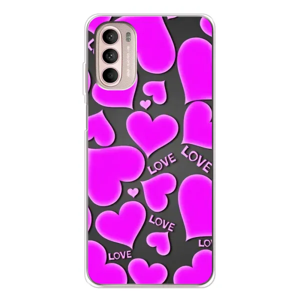 Чохол з принтом «Pink hearts» для Motorola MOTO G52 Чохол з принтом «Pink hearts» для Motorola MOTO G52