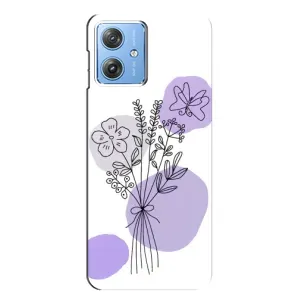 Силконовий чохол з принтом в квітах на Motorola MOTO G54 / G54 Power (Букет фіолетова абстракція)