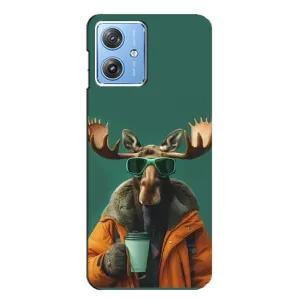 Чохол з принтом «Лось з кавою» для Motorola MOTO G54 / G54 Power