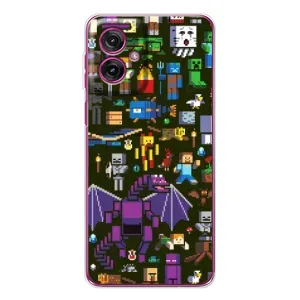 Чохол Майнкрафт на Motorola Moto G55 (AlphaPrint) Minecraft (Колаж Майнкрафт)