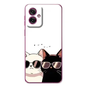Чехол с рисунком кот на Motorola Moto G55 (Коты в очках)