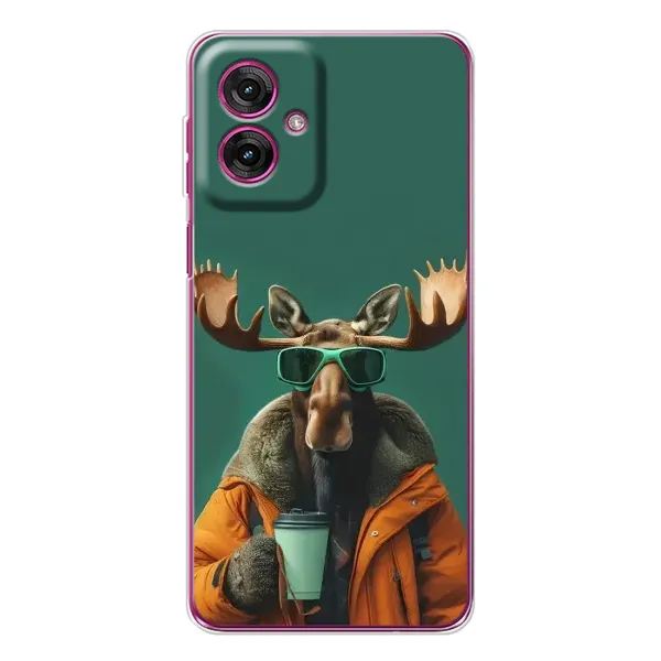 Чехол с принтом «Лось с кофе» для Motorola Moto G55