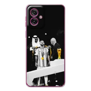 Чехлы для Motorola Moto G55 (Leo чемпион) (AlphaPrint) (Месси в накидке)
