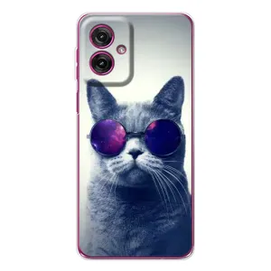Чехол с принтом для Motorola Moto G55 (AlphaPrint) Модные коты (Стильный кот)