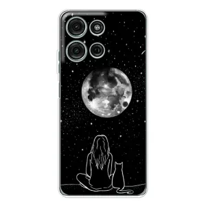 Чехол с рисунком кот на Motorola MOTO G56 (Девушка с котом)