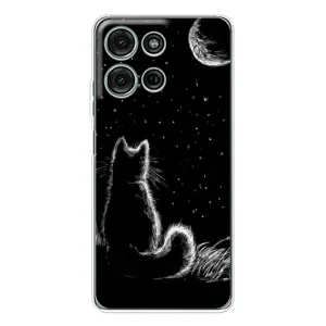 Чехол с принтом для Motorola MOTO G56 (AlphaPrint) Модные коты (Котик и луна)