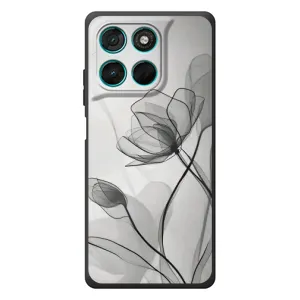 Чохол з квітковим принтом на Мо Motorola Мо G57 Павер (Чорні квіти)