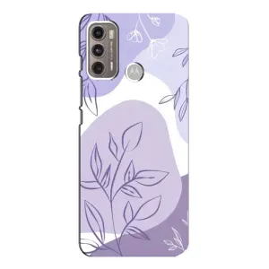 Силконовий чохол з принтом в квітах на Motorola MOTO G60 (Фіолетове листя абстракція)