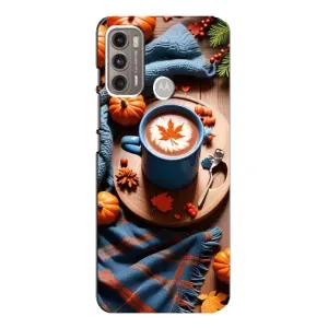 Чохол з унікальним дизайном 'Осінь з кавою' для Motorola MOTO G60 (Кава і гарбузики)