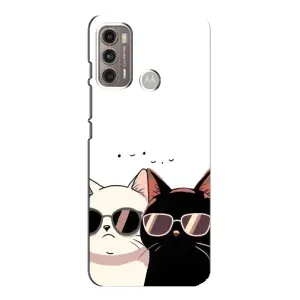 Чохол з малюнком кіт на Motorola MOTO G60 (Коти в окулярах)