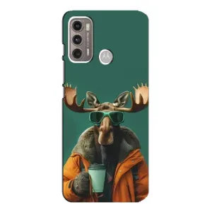 Чехол с принтом «Лось с кофе» для Motorola MOTO G60