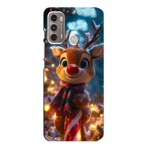Яскравий чохол для Motorola MOTO G60 з Зимові Оленята (Олень з шарфом)