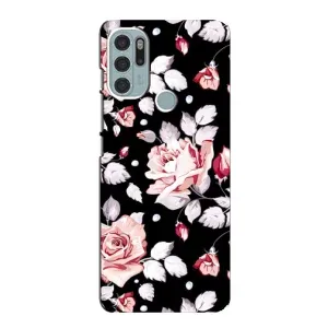Чехлы с Цветами для Motorola MOTO G60s (VPrint) (Цветочки на черном)