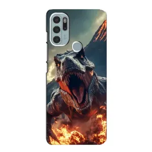 Чехол с картинкой «Хищники» для Motorola MOTO G60s (Огненный динозавр)